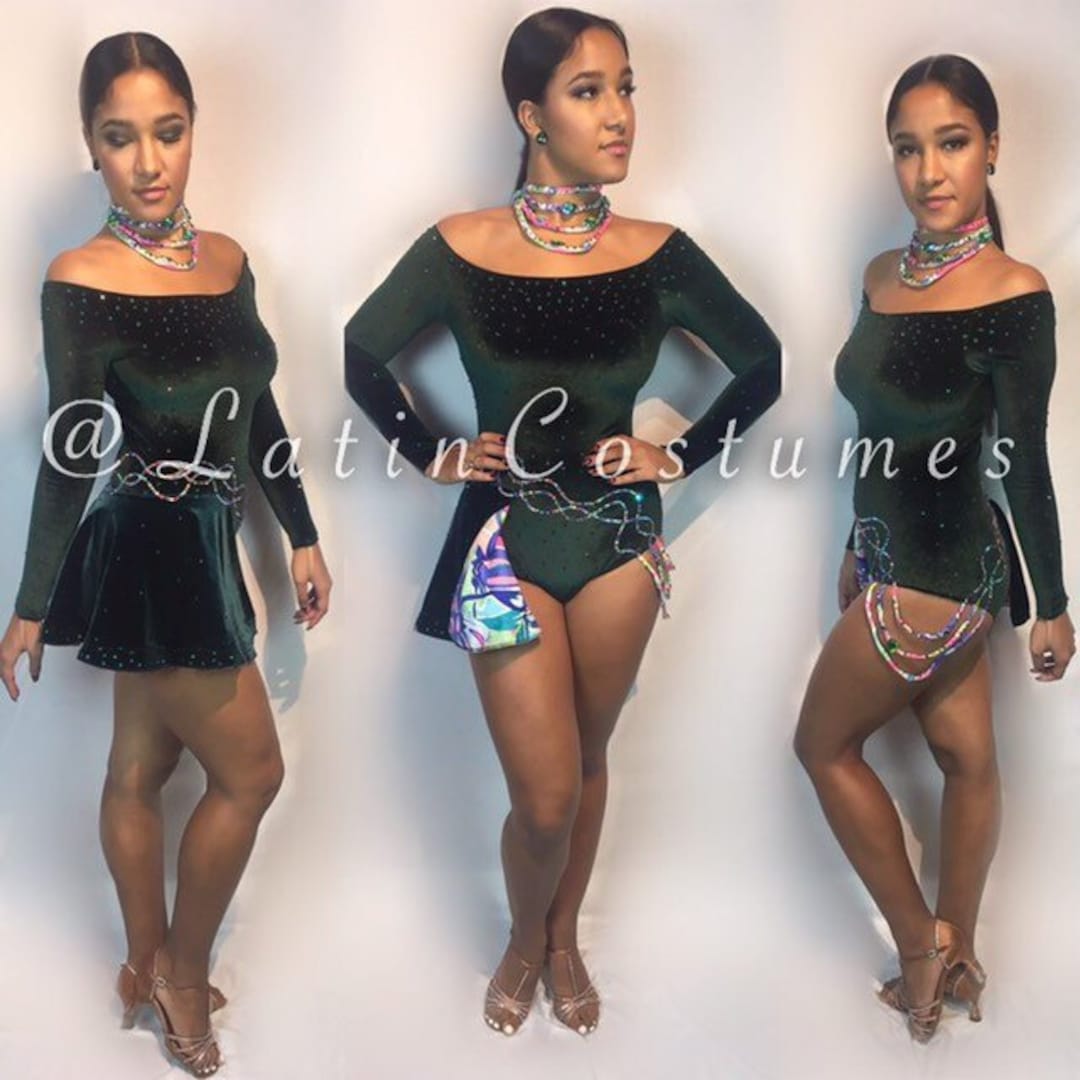 Custom Emerald Green Velvet Latin Salsa Bachata Jazz Tap Custom Emerald Green Velvet Latin Salsa Bachata Jazz Tap