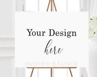 Download Free Easel Sign Mockup, Wedding Sign Mockup, Shower Sign Mockup, VDieu-255 PSD Template