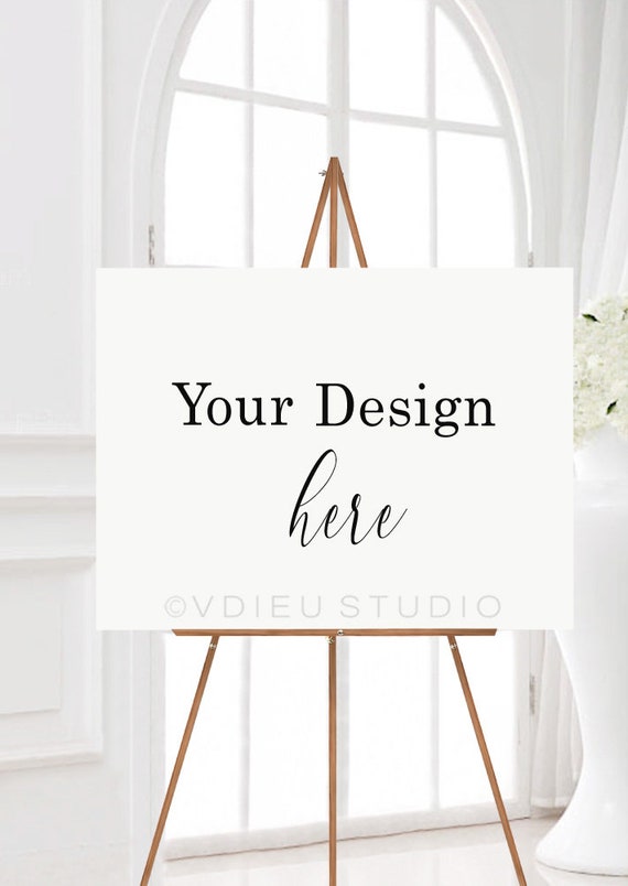 Download Free Easel Sign Mockup Wedding Sign Mockup Shower Sign Mockup (PSD) - Poster Mockup PSD ...