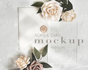 5x7 Acrylic Invitation Mockup, Envelope Mockup (Digital Item), VDACRYLIC-4