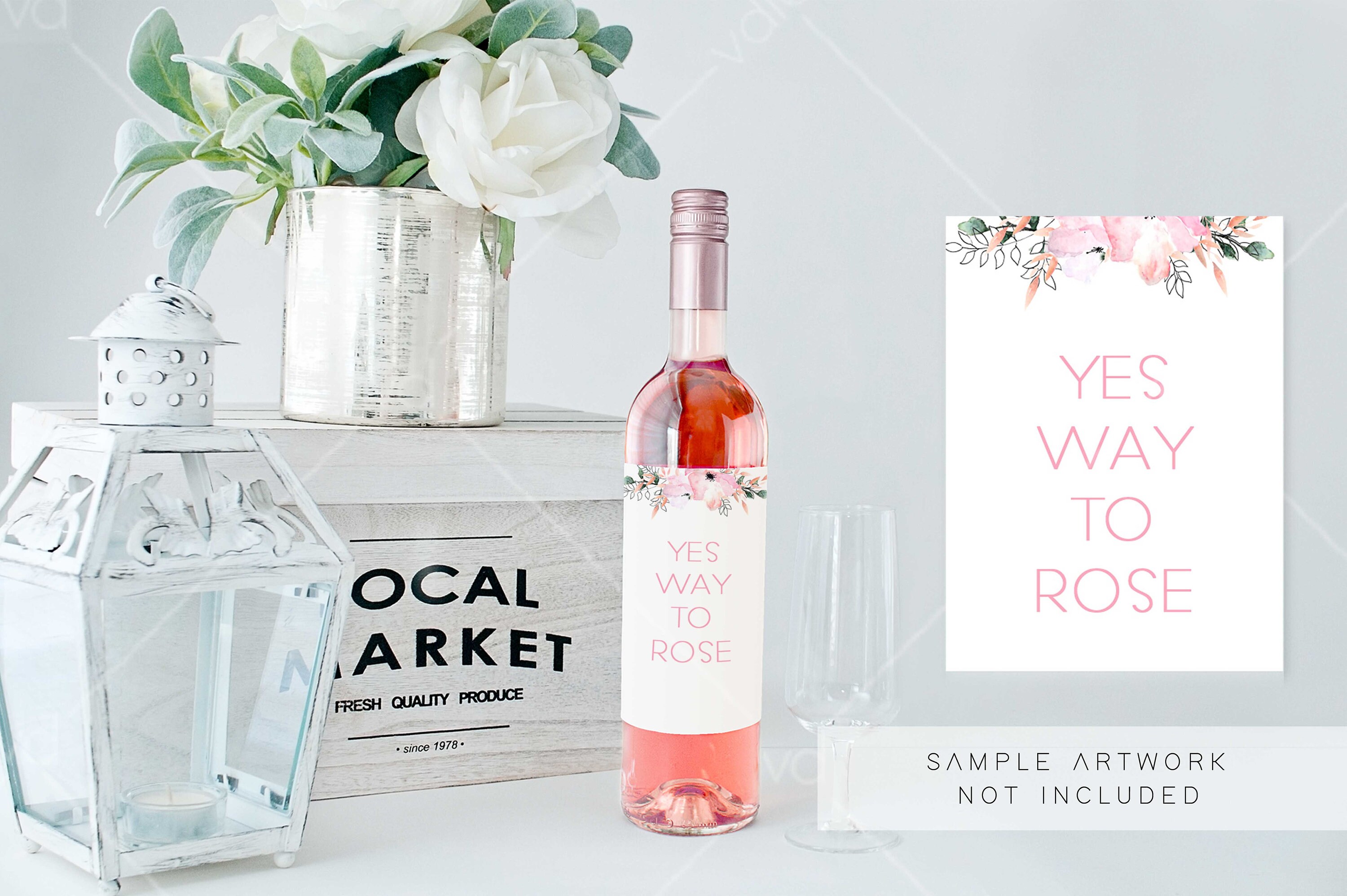 Download Rose Wine Bottle Mockup Pink Wine Mockup Image Wine Label | Etsy