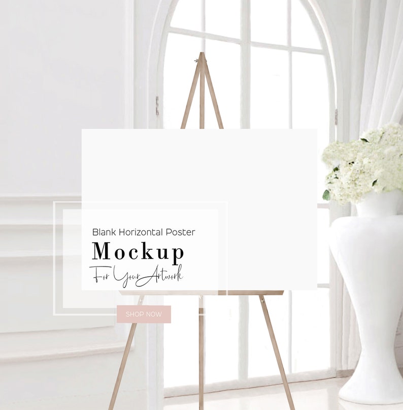 Horizontal Poster Mockup Easel Sign Mockup Image Wedding