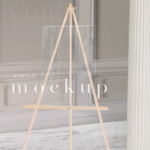 Vertical Acrylic Wedding Sign Mockup: 24x36&quot; Clear Display (PSD & JPEG Digital Download)