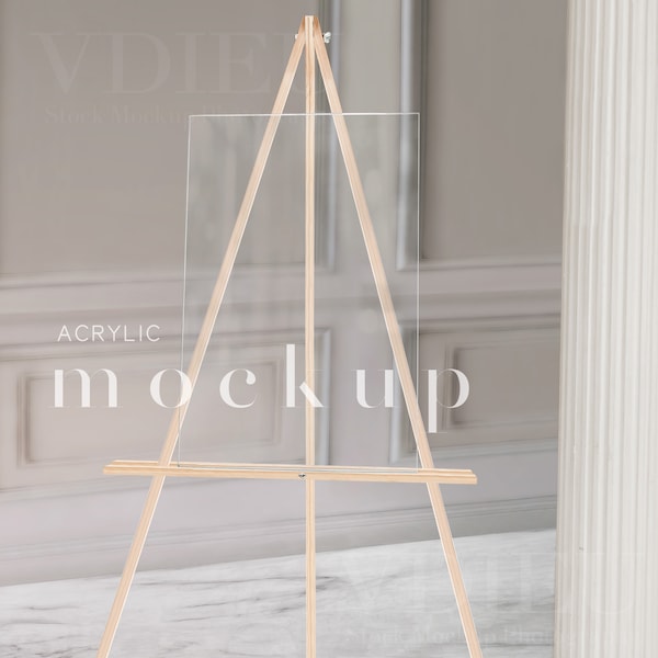 Acrylic Sign Mockup, Vertical Acrylic Sign Mockup, Wedding Easel Mockup, Clear Acrylic Mockup, Acrylic Wedding Sign Mockup, VDieu-389