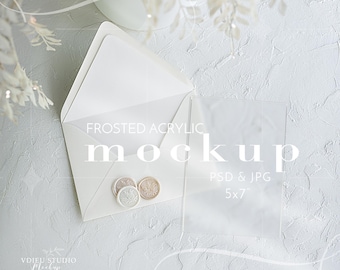 5x7 Frosted Card Mockup: Wedding Invitation (PSD), VDACRYLIC26
