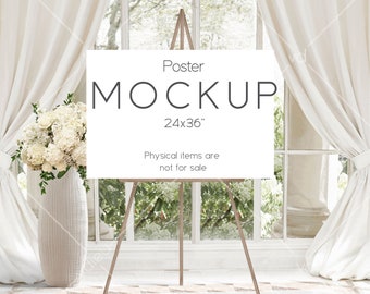 Easel Poster Mockup: 24x36 Wedding Sign, Bridal Shower (Digital Download)