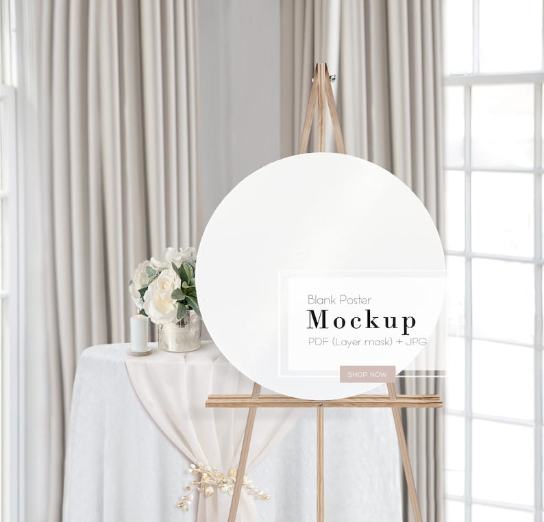 Download Modern Wedding Sign Mockup Circle Poster Mockup Round ...