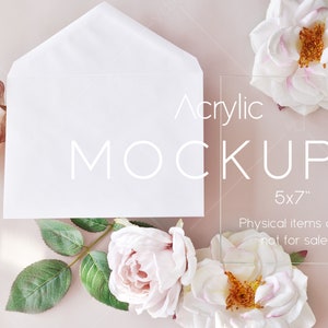Mockup di biglietto in acrilico 5x7", mockup di cancelleria in acrilico, mockup di invito a nozze in acrilico, oggetto intelligente PSD, VDCARD-1