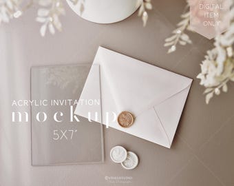 5x7" Acrylic Wedding Invitation Mockup: Card & Envelope (Digital Download), VDACRYLIC18