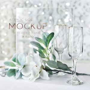 8x10&quot; Acrylic Sign Mockup: Modern Tabletop Display (PSD)