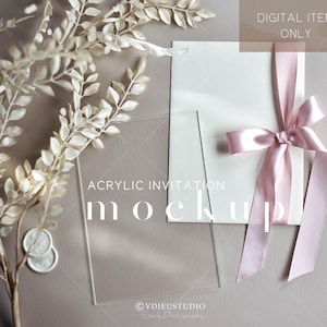 Mockup di invito acrilico 5x7, Mockup di invito acrilico per matrimonio, Mockup acrilico, VDCARD-33