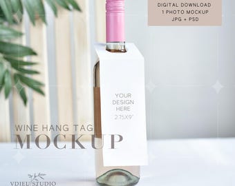 Wine Bottle Label Mockup: 2.75x9 Blank Tag (Digital Download), VDWine-29