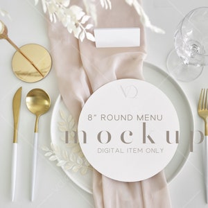 8" Okrągły Mockup Menu, Mockup Menu Stołu, Mockup Menu Weselnego, VDMENU-4