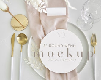 8" Round Menu Mockup: Table & Wedding Design (PSD) (Digital Download)
