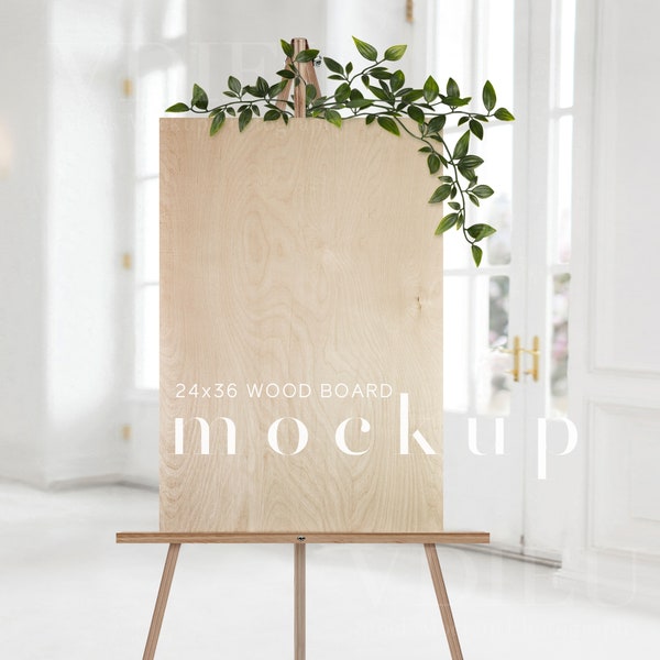 Welcome Sign Mockup, Natural Wood Sign Mockup, Boho Wedding Sign Mockup,  24x36 Vertical Seating Chart Mockup, VDieu-484