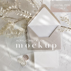 Invito mockup acrilico 5x7, invito mockup acrilico per matrimonio, mockup acrilico e busta, VDCARD-34