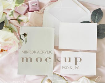 Acrylic Mirror Invitation Mockup: 5x7" PSD Card (Digital Download)