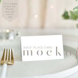 Maquete de cartão de mesa, maquete de cartão de agradecimento, maquete moderna de papelaria para casamento, maquete mínima de cartão dobrado, maquete de cartão de lugar, VDPlaceCard-6
