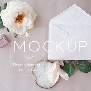 Mockup di invito in acrilico 5x7", mockup di biglietto in acrilico, mockup di acrilico vuoto, oggetto intelligente PSD, VDCARD-4
