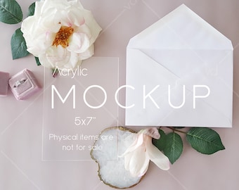 5x7" Acrylic Invitation Mockup: Blank Card PSD (Digital Download), VDACRYLIC32