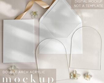 Double Arch Acrylic Invitation Mockup: 5x7 Card (PSD, JPG), VDACRYLIC29