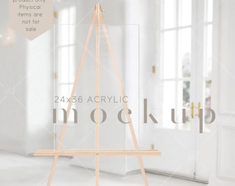 Wedding Sign Mockup: 24x36 Vertical Clear Acrylic (PSD & JPEG), VDieu-406