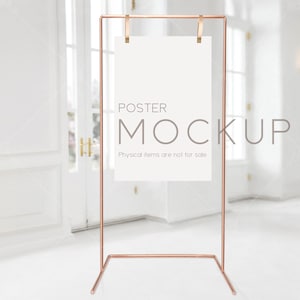Maqueta de cartel, maqueta de cartel blanco sobre soporte de cobre, maqueta de cartel de boda, maqueta de cartel de bienvenida, maqueta de cartel de 24 x 36 pulgadas, VDieu-392