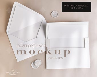 Envelope Liner Mockup, A7 Euro Flap Liner Mockup, Square Flap Envelope Liner Mockup, VDCARD-81