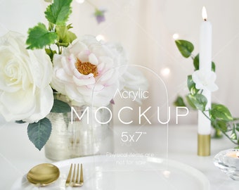Arch acryl tafelbord mockup: 5 x 7 PSD slim object (digitale download)