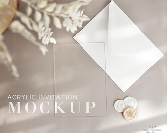 5x7 Acrylic Invitation Mockup: Acrylic Card & Envelope, VDCARD-61