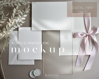 Acrylic Invitation Mockup: 5x7 Wedding Suite (Digital Download), VDACRYLIC30