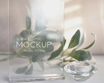 5 x 7" acryl tafelbord mockup: bruiloft PSD (digitale download)