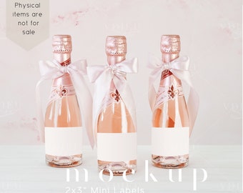Mini Wine Bottle Label Mockup: 2x3" Champagne Design (Digital Download), VDWine-56