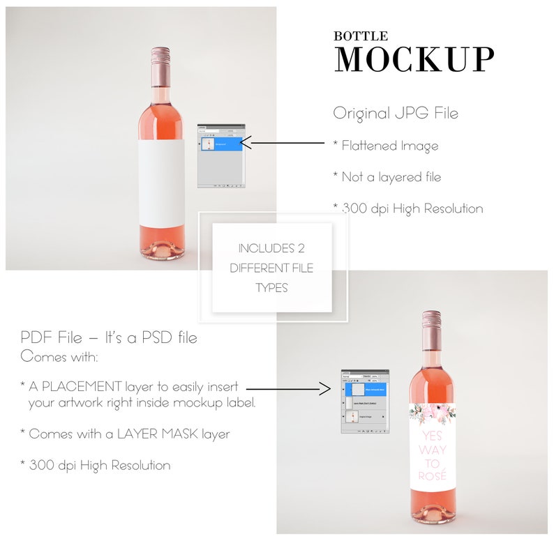 Download Rose Wine Bottle Mockup Pink Wine Mockup Image Wine Label ...