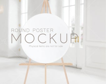 Round Canvas Mockup: Wedding Sign on Easel (Digital Download)