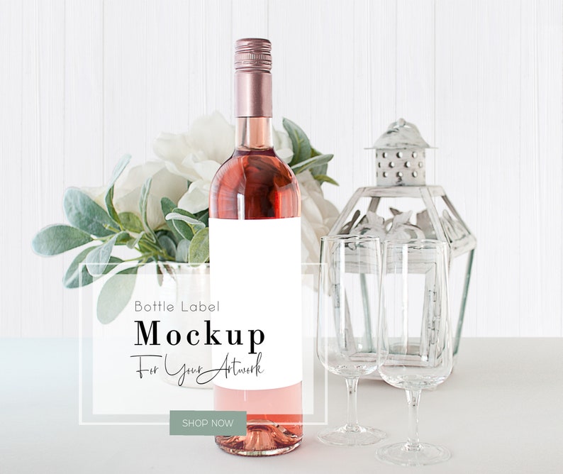 Wine Bottle Label Mockup Wedding Favor Mockup Wedding Mockup Etsy