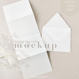 Folded Invitation Mockup: Concertina Card, 5x7 (PSD & JPG Digital Download)