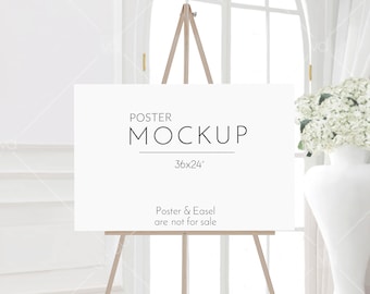 Horizontal Poster Mockup: Easel Wedding Sign (Digital Download)