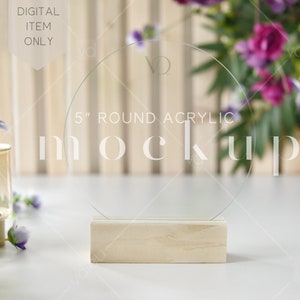 5&quot; Round Acrylic Table Sign Mockup: PSD Smart Object (Digital Download)