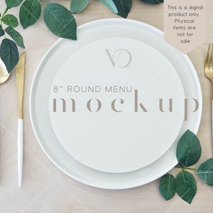 8&quot; Round Menu Mockup: Circle Menu PSD Smart Object (Digital Download)