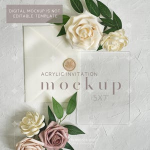 Mockup in acrilico 5x7, Mockup di invito in acrilico, Mockup in acrilico e busta, VDCARD-50