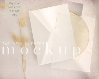 5x7" Vellum Wedding Invitation Mockup: Minimalist Card (Digital Download)