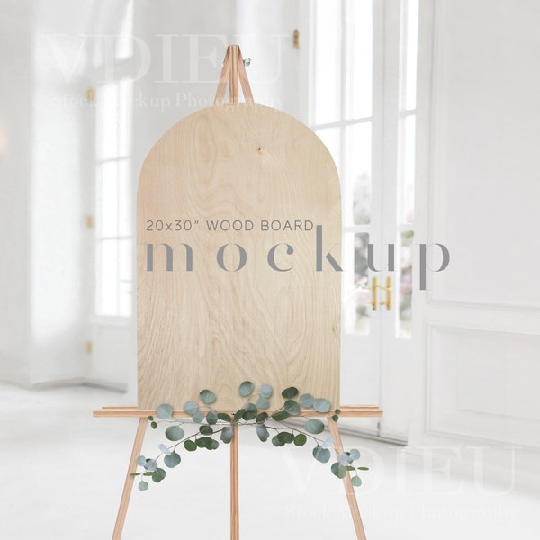 Wood Board Mockup, Arch Wood Mockup, Arch Wood Wedding Sign Mockup, 20x30" Wood Board Mockup, VDieu-494