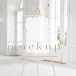 Paint Brush Acrylic Mockup, Welcome Sign Acrylic mockup, Brushed Welcome Sign, Wedding Easel Mockup, Clear Acrylic Mockup,  VDieu-408