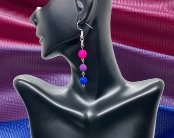 Bisexual Flag Earrings / Subtle Pride Earrings / Both Is Good / Lava Gemstone Earrings / Minimalist LGBTQ Jewelry / Bi Pride Jewelry / Bi