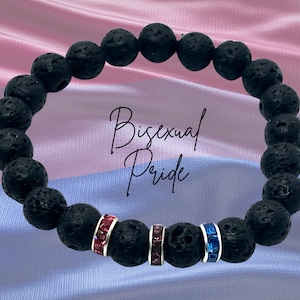 Personalized Bisexual Bracelet / Bi Pride Beaded Bracelet / LGBTQ Lava Bracelet / Subtle Pride / Aromatherapy / Discreet / Minimalist