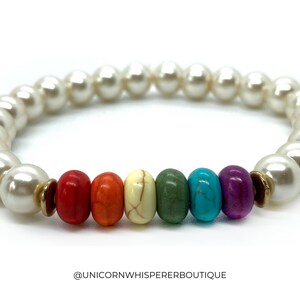 Subtle Gay Pride Bracelet / LGBTQ Gemstone Bracelet / LGBT Pride Gift / Minimalist / Handmade LGBT Bracelet / Howlite / Equality Bracelet