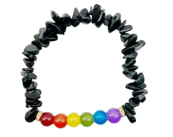 Regenbogen Pride Armband / Perlen Regenbogen Armband / Stacker Yoga Armband / Subtiler Schmuck / LGBT Pride Accessoires
