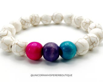 Bisexual Bracelet / Bi Pride Beaded Bracelet / LGBT Bracelet Handmade / Subtle Pride / Minimalist Jewelry for Pride Month / Stretch