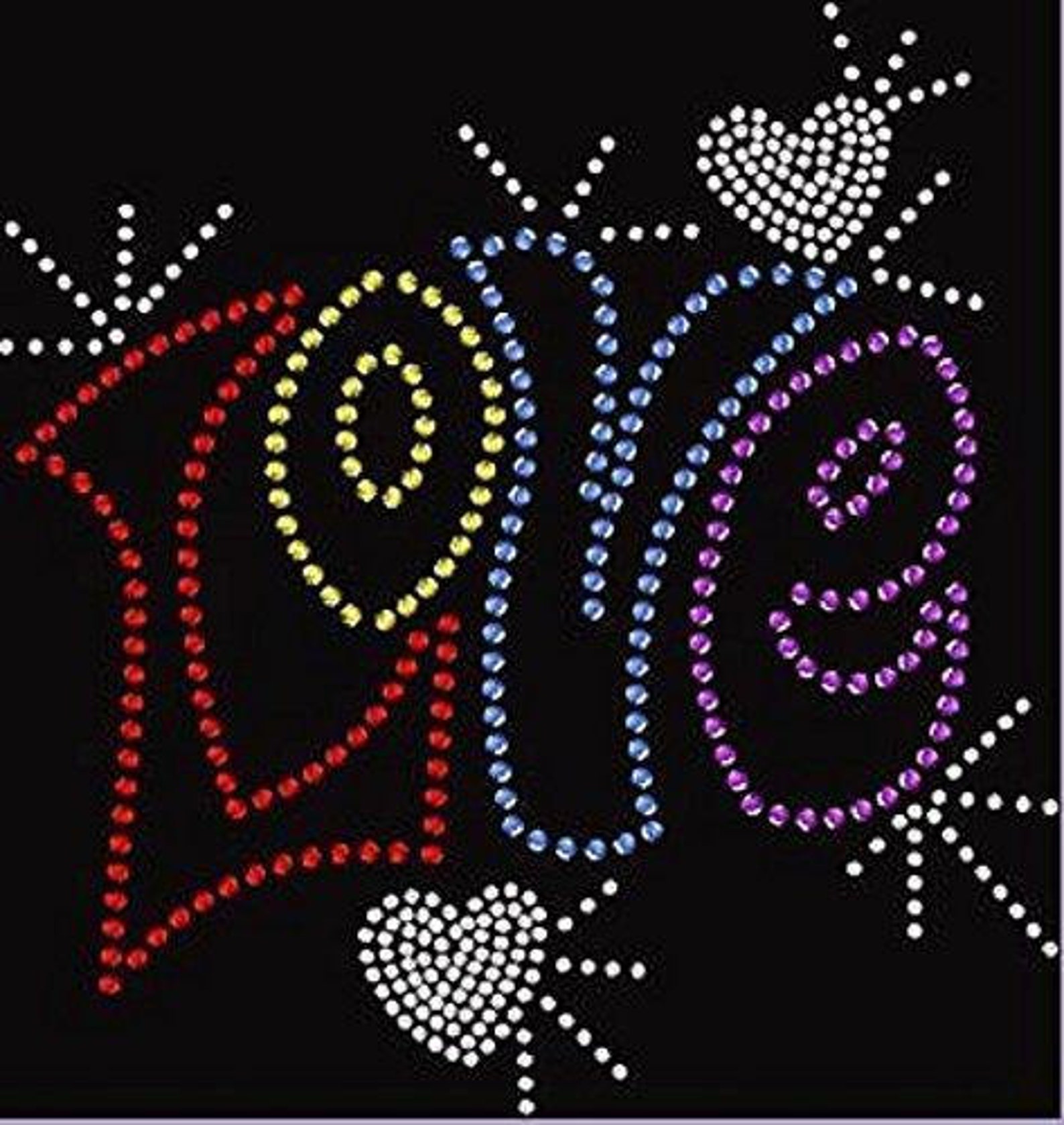 Bling Love 1 Rhinestone Iron on Transfer Etsy